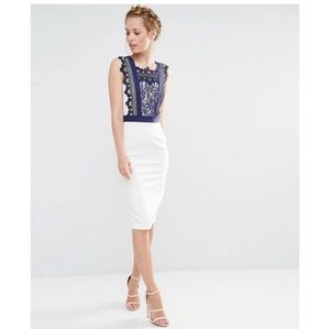 Paper Dolls Contrast Lace Midi Pencil dress